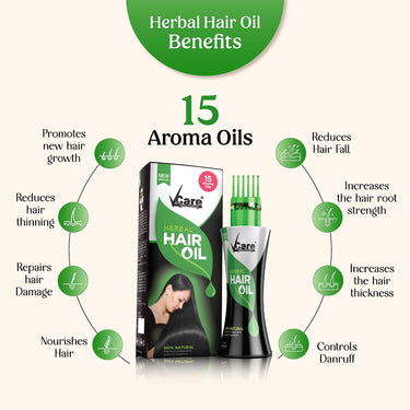 VCare New Improved Herbal Hair Oil with Wonder Cap - 100 ml | 15 Active Herbs Oils for Conditioning, and Hair Fall Control | Ideal For All Types of Hair (Pack of 2)